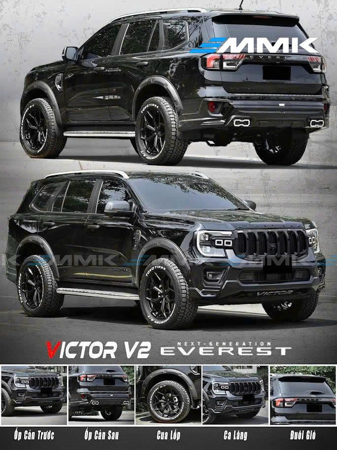 Độ xe Ford Everest: Chi tiết phụ kiện về Nội Ngoại Thất Ford Everest độ Bodykit Victor mang đến diện mạo thể thao với phiên bản đen