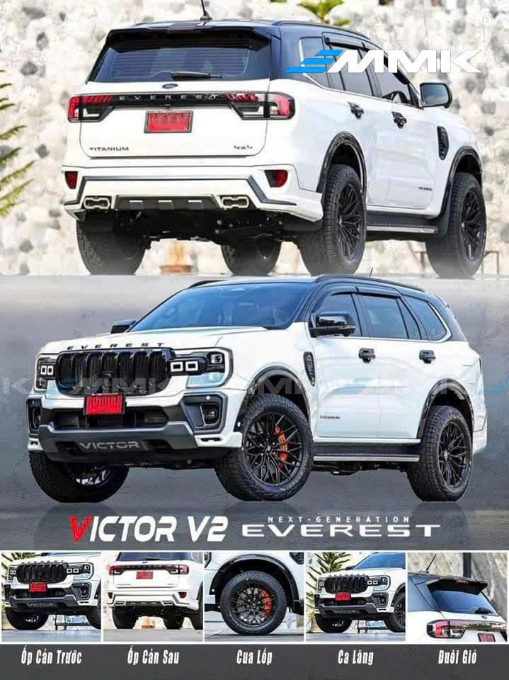 Độ xe Ford Everest: Chi tiết phụ kiện về Nội Ngoại Thất Ford Everest độ Bodykit Victor mang đến diện mạo thể thao với phiên bản trắng